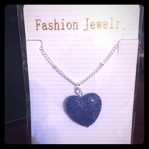 Lava stone essential oil diffuser heart necklace
